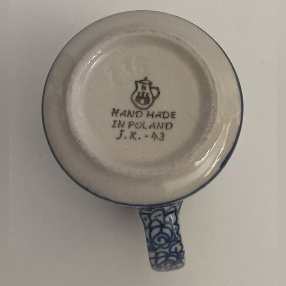 Blue Rose Signed Polish Pottery Spring Blossom 8-10oz  Coffee/Tea Mug - Picture 7 of 9